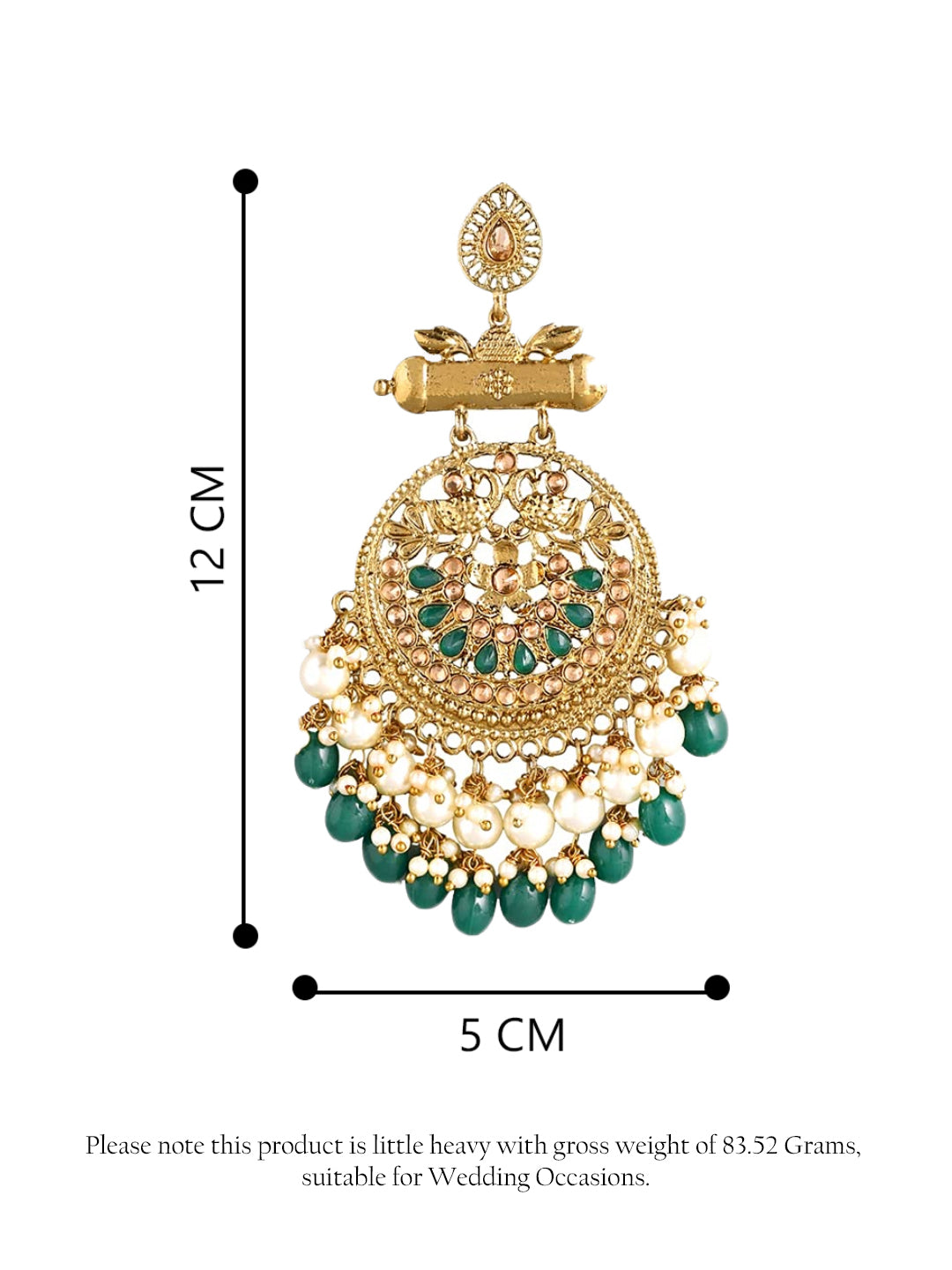 Yellow Chimes Gold-Plated & Green Circular Drop Earrings - Grab2buy