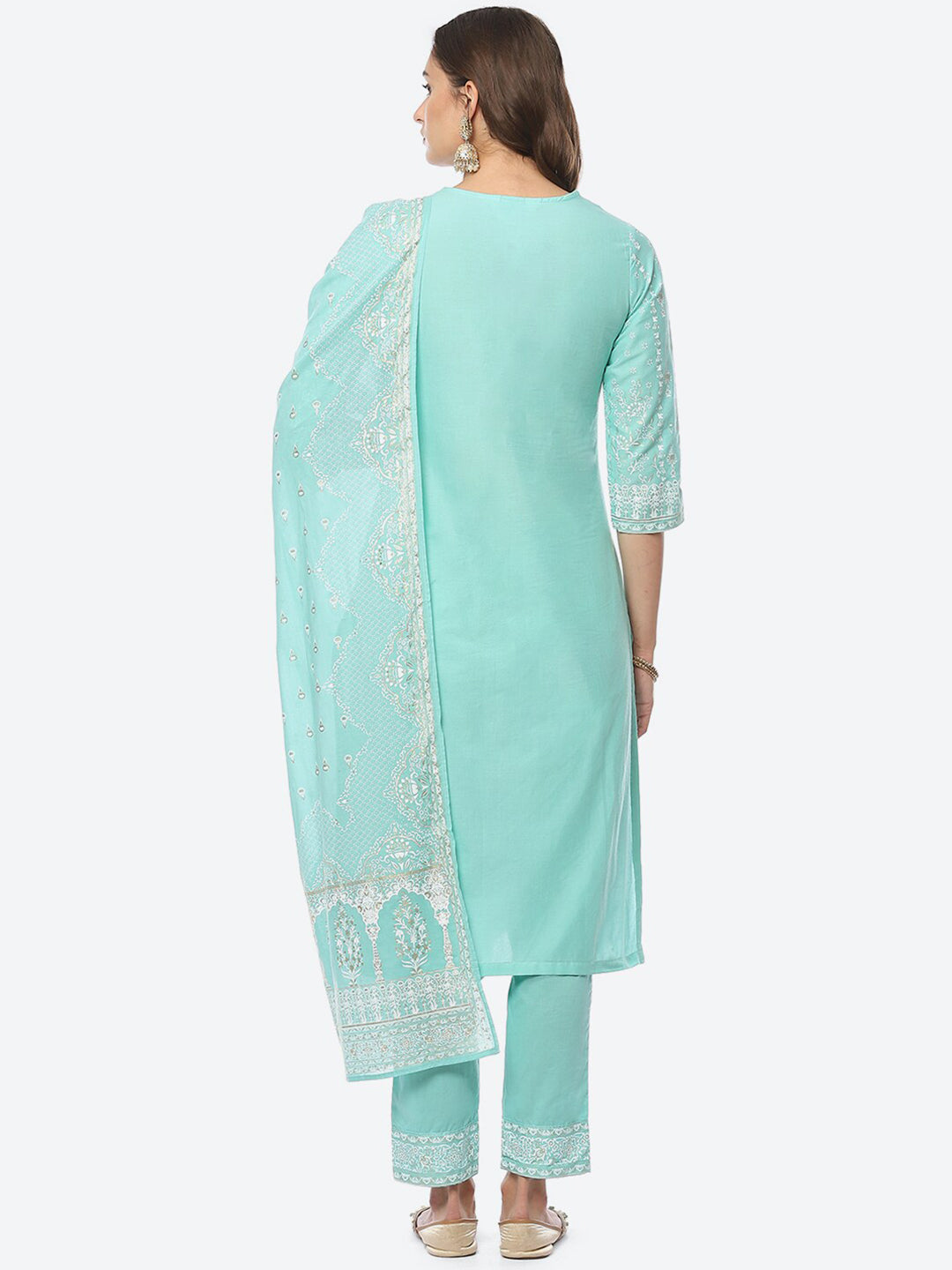 Biba Women Floral Printed Kurta with Trousers & Dupatta - Grab2buy