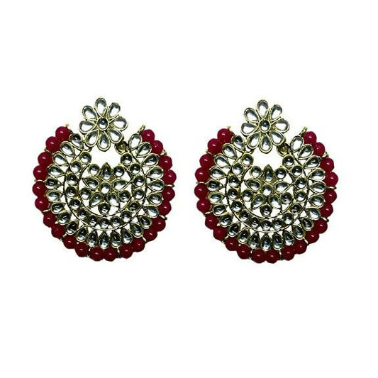 Tiaraa Maroon Stone Kundan Fashion Earrings - Grab2buy