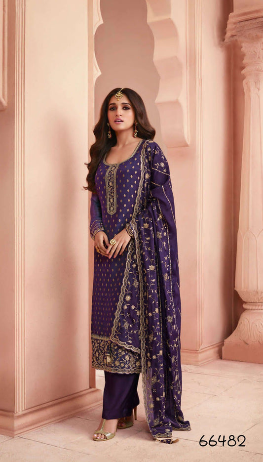 Anaita Royal Blue Dola Jacquard Silk Sequin Embroidered Salwar Suit
