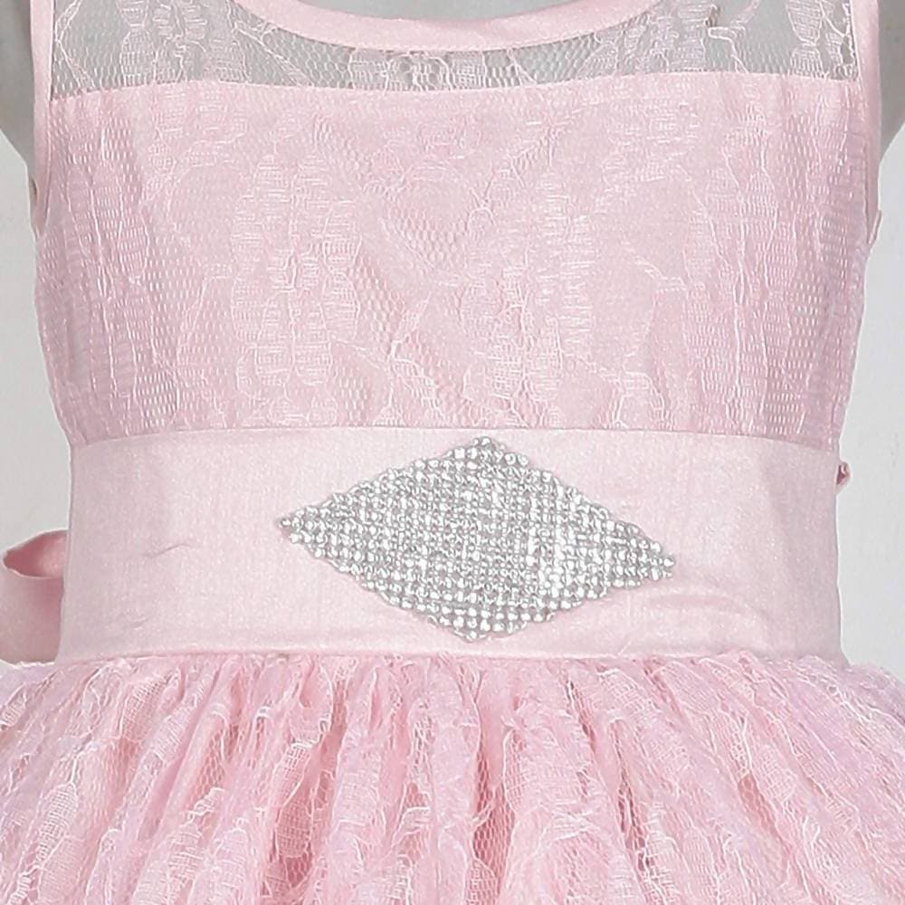 Asmaani Baby Girl's Pink Colour Satin A-Line Maxi Full Length Dress (AS-DRESS_22165) - Grab2buy