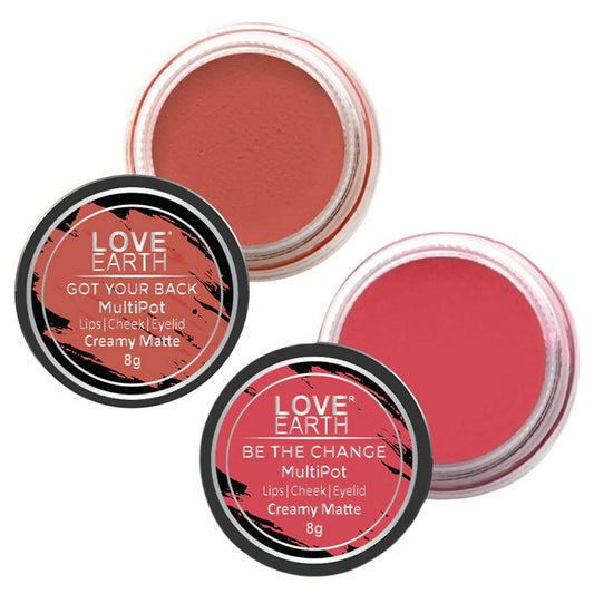 Love Earth Lip Tint & Cheek Tint Multipot Combo (Rose Pink & Coral) Grab2Buy Love Earth Grab2Buy