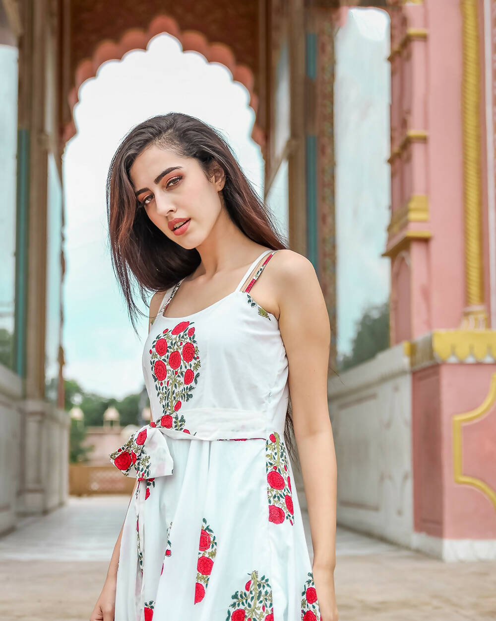 Designer Partywear Printed White Pure Maslin Gown - Anbazaar - Grab2buy