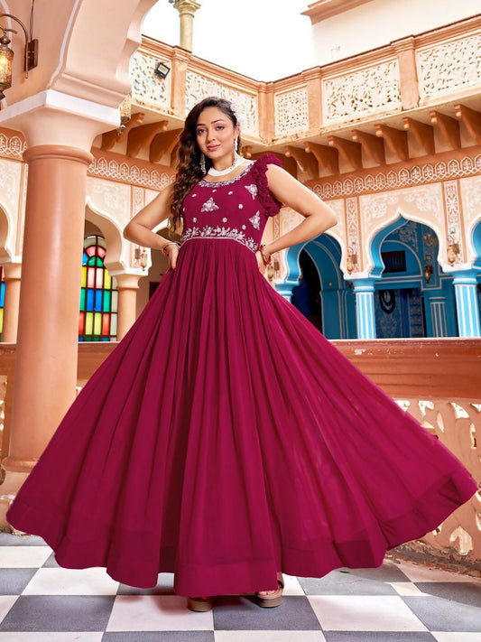 Joban Fashion Rani Readymade Dress With Sequins embroidery Work