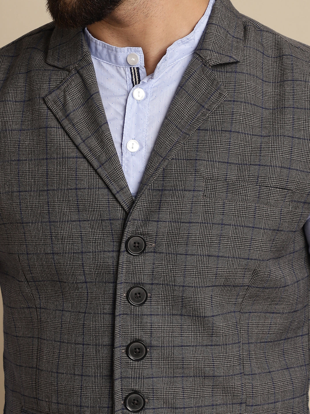 Even Apparels Men's Grey Waistcoat with Notched Lapel - Grab2buy