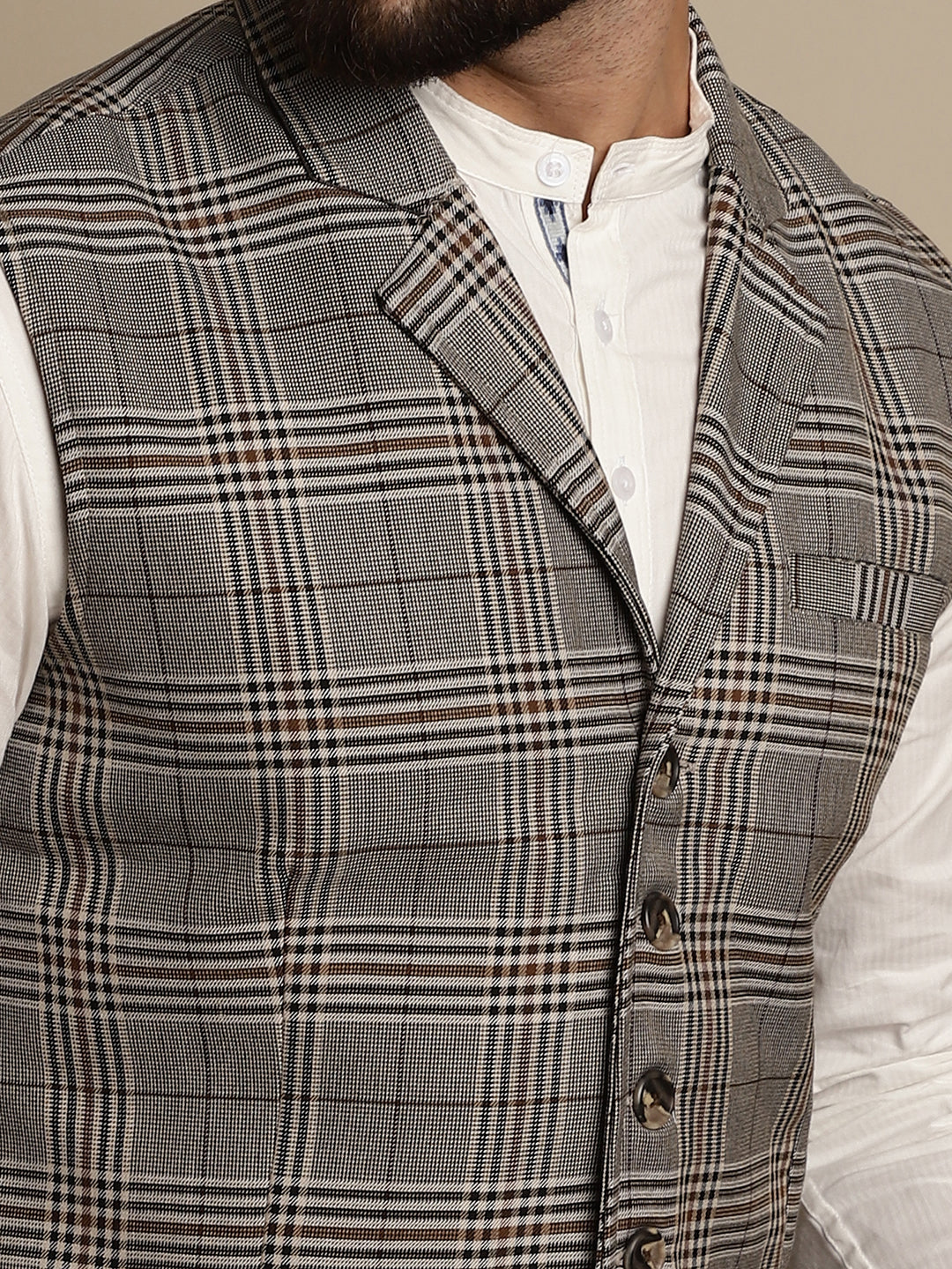 Even Apparels Men's Brown Waistcoat with Notched Lapel - Grab2buy