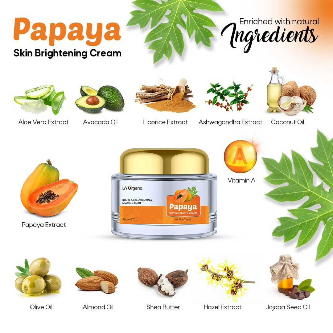 LA Organo Aloe Vera Gel for Face & Hair Moisturization and Papaya Skin Whitening Cream Combo - Grab2buy