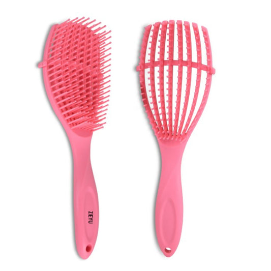 ZEYU Detangler Hairbrush for Curly Hair – 8-Row Flexible & Soft Nylon Bristles - Pink Grab2Buy ZEYU Grab2Buy