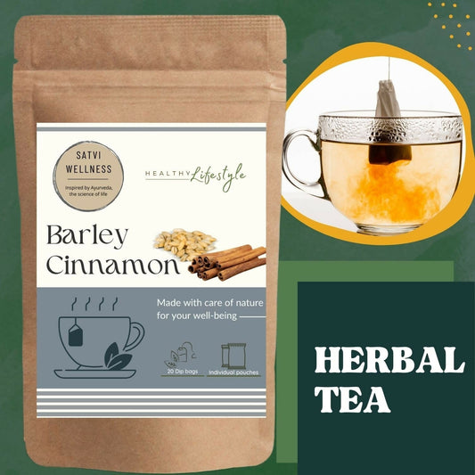 Satvi Wellness Barley Cinnamon Tea | Barley Seed With Ginger Herbal Tea Bags