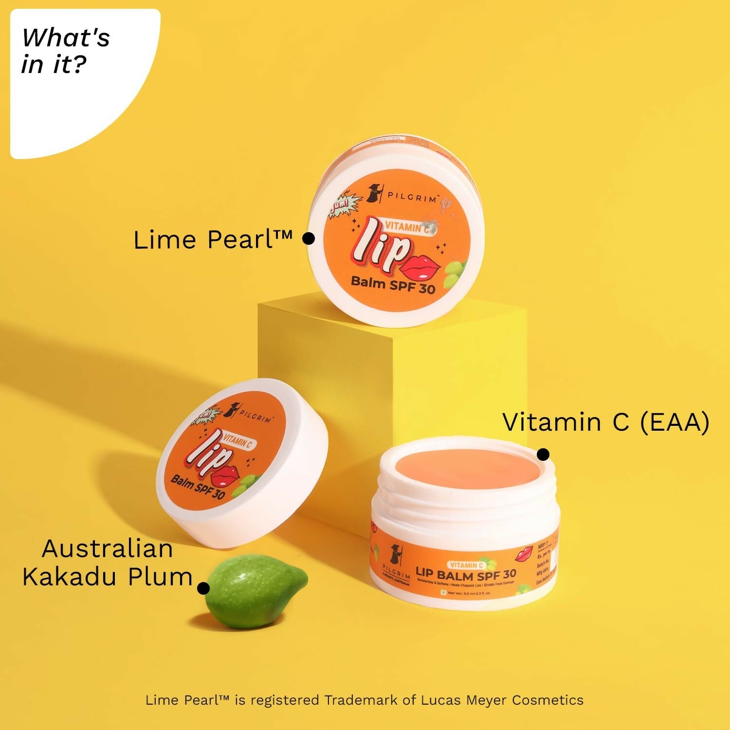 Pilgrim Vitamin C Lip Balm SPF 30 with Australian Kakadu Plum & Shea Butter For Smooth Soft Lips, Soothing & Hydrating Dry & Chapped Lips - Grab2buy