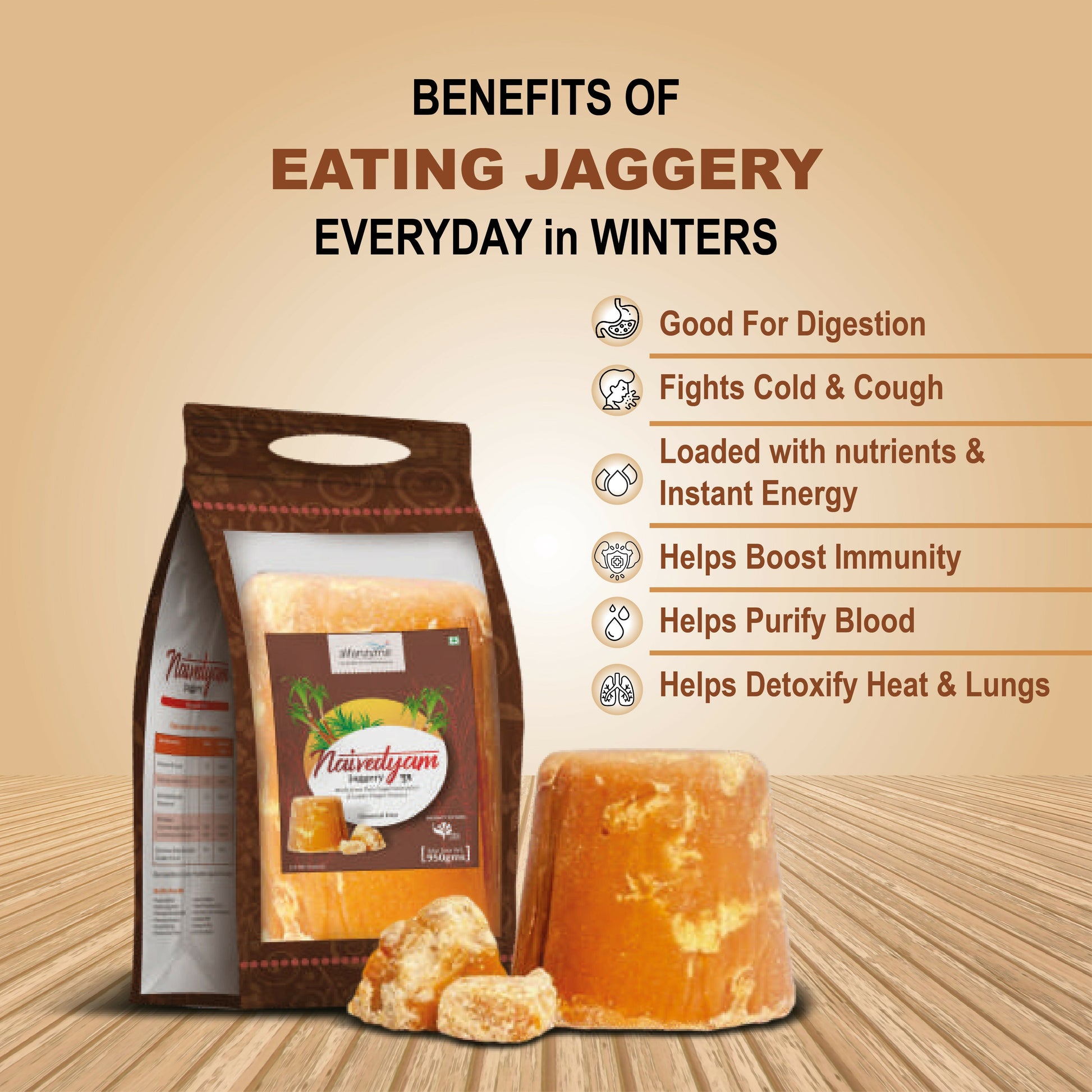 Naivedyam Chemical Free Jaggery Cubes - Grab2buy