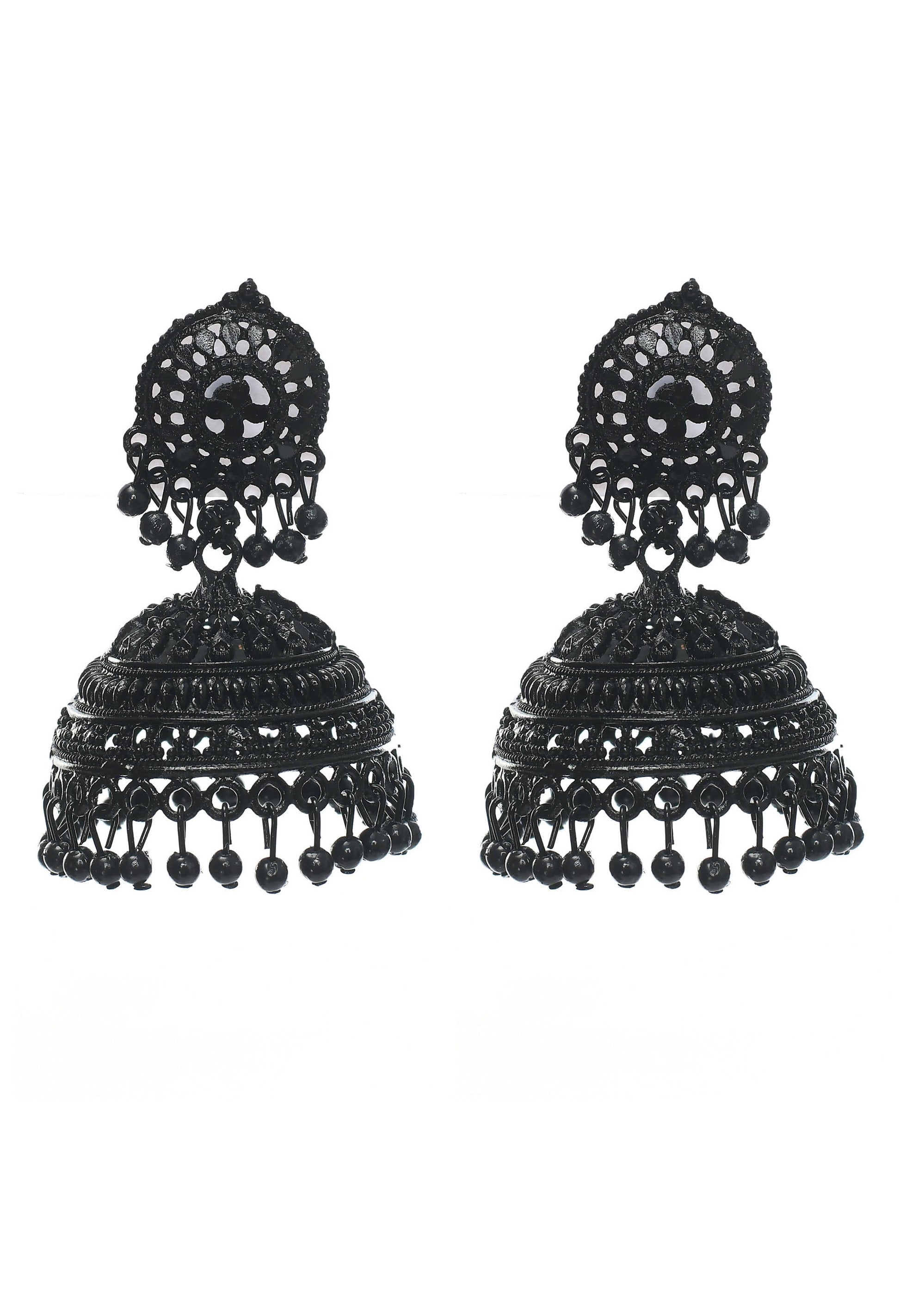 Mominos Fashion Johar Kamal Latest Design Black Color Jhumkas - Grab2buy