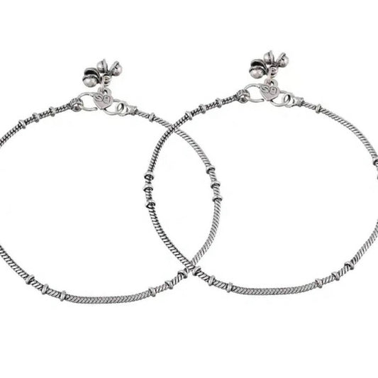 Mominos Fashion Beautiful Trendy Oxidised Silver Plated Anklets | Grab2Buy