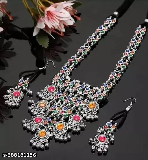 Tehzeeb Creations Women's Multi Colour Meenakari Work Necklace Set | Grab2Buy