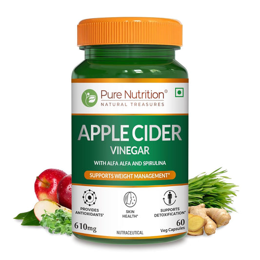 Pure Nutrition Apple Cider Vinegar with Wheat Grass & Spirulina Veg Capsules - Grab2buy