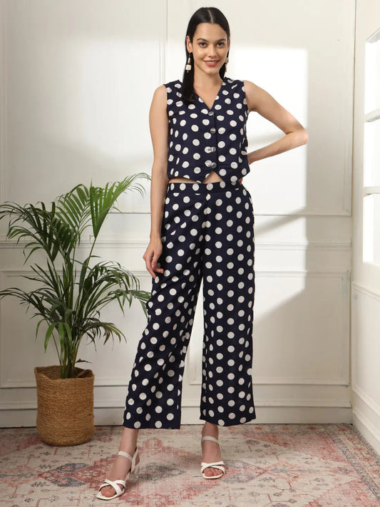 Yufta Blue Cotton Polka Top Grab2Buy Yufta Grab2Buy