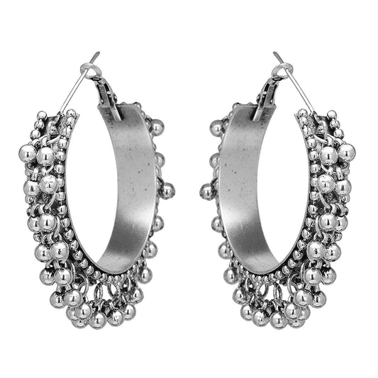 Silver-Plated Alloy Silver Hoop Earrings - The Pari - Grab2buy