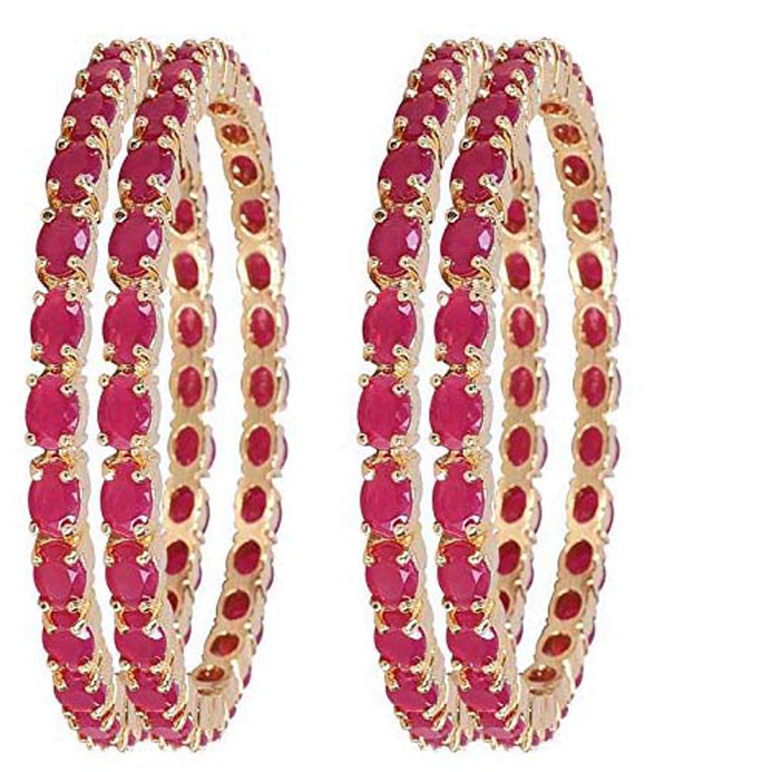Gold-Plated Alloy Ruby Ad 4 Bangles Set - The Pari - Grab2buy