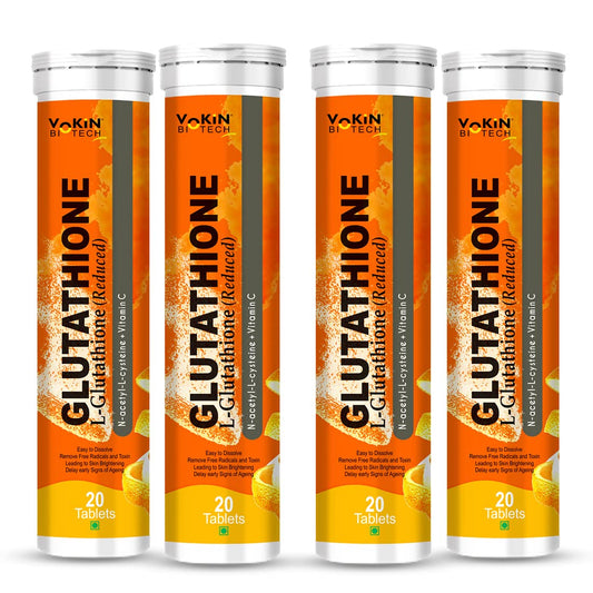 Vokin Biotech L-Glutathione 600mg With N-Acetyl-L-Cysteine 400mg & Vitamin C 40mg Helps for Glowing & Radiant Skin | Dark spots & Tan Removal Effervescent Tablets Grab2Buy Vokin Biotech Grab2Buy