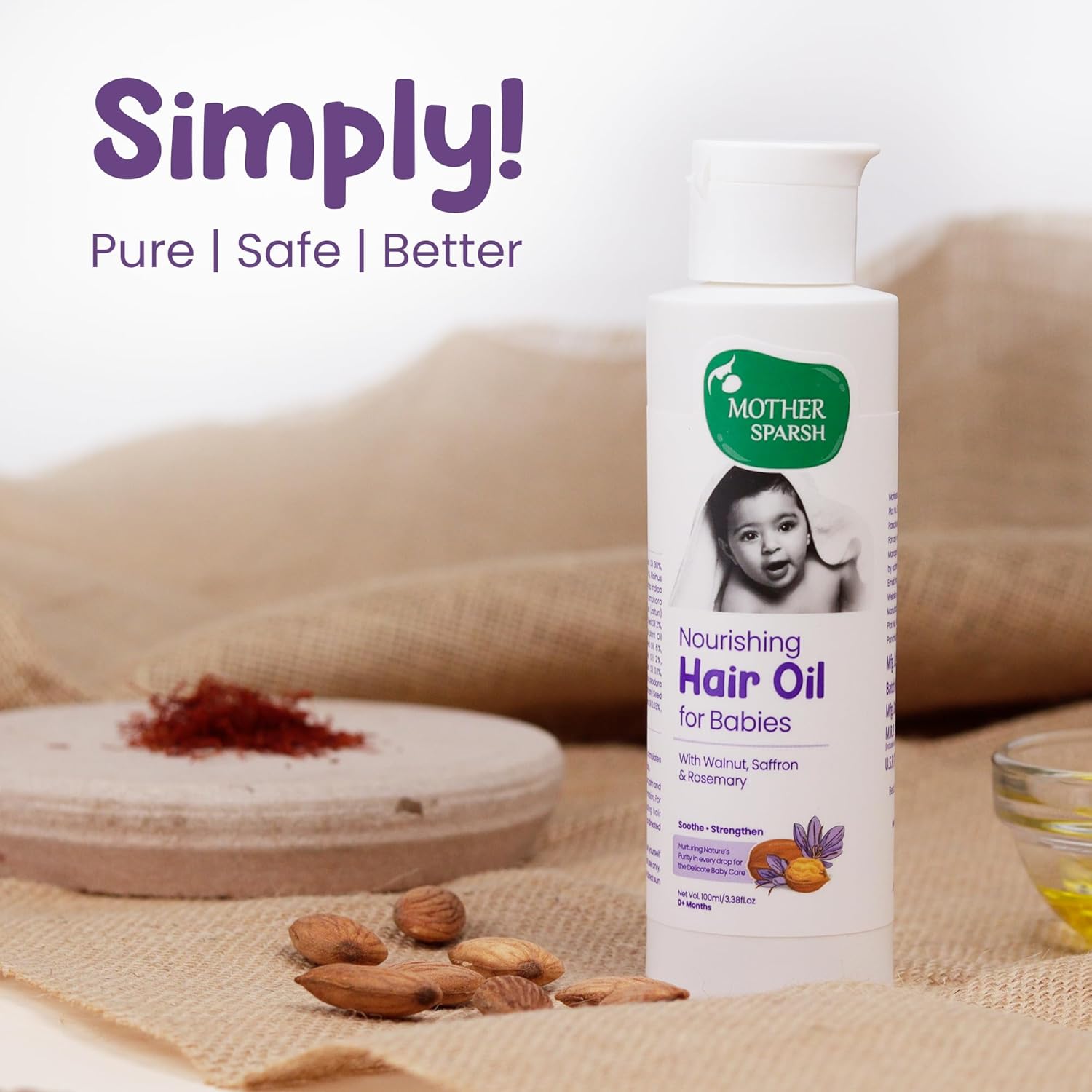 Mother Sparsh Nourishing Baby Hair Oil, Soothe & Nourishes Delicate Baby Scalp, Suitable Hair Oil for Newborns - Grab2buy