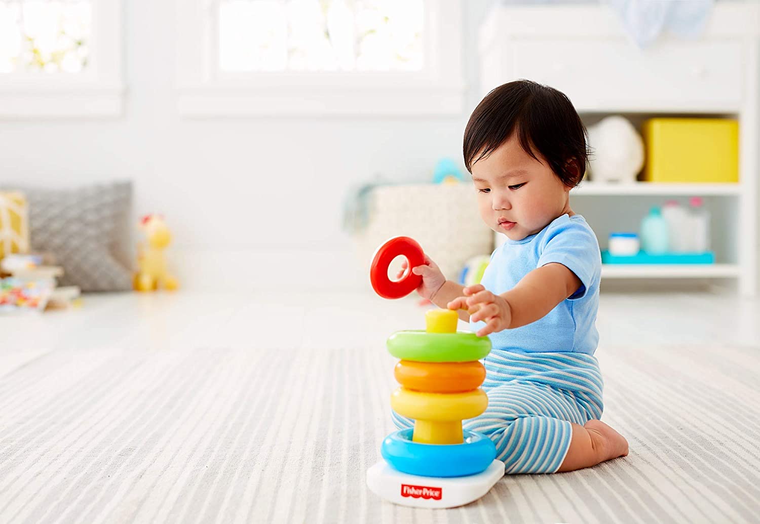 Fisher Price Rock-A-Stack - Classic Stacking Toy With 5 Colorful Rings - Grab2buy