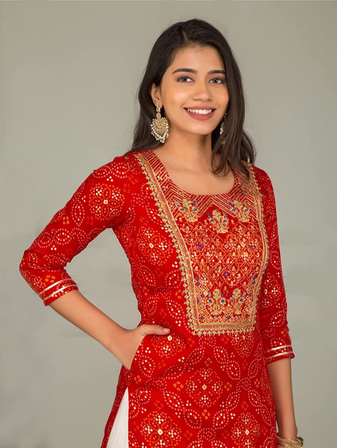 Indian Clothing Women's Red Printed Kurta with Sharara - NOZ2TOZ - Grab2buy
