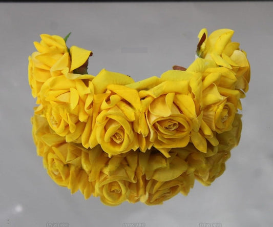 Yellow Velvet Rose Gajra Grab2Buy Mokshi Collections Grab2Buy