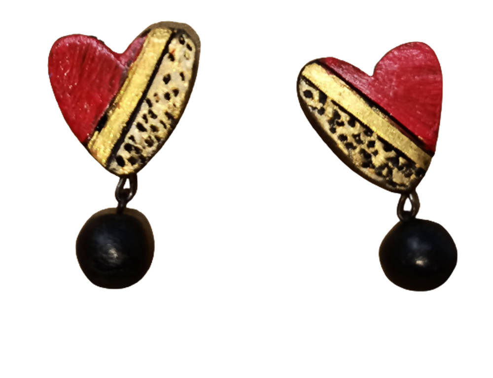 Terracotta Heart-Shape Ear Studs
