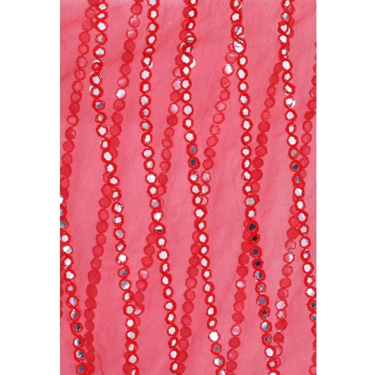 A R Silk Women's Mirror Work Orgenza Cotton Red Dupattas and Chunnis