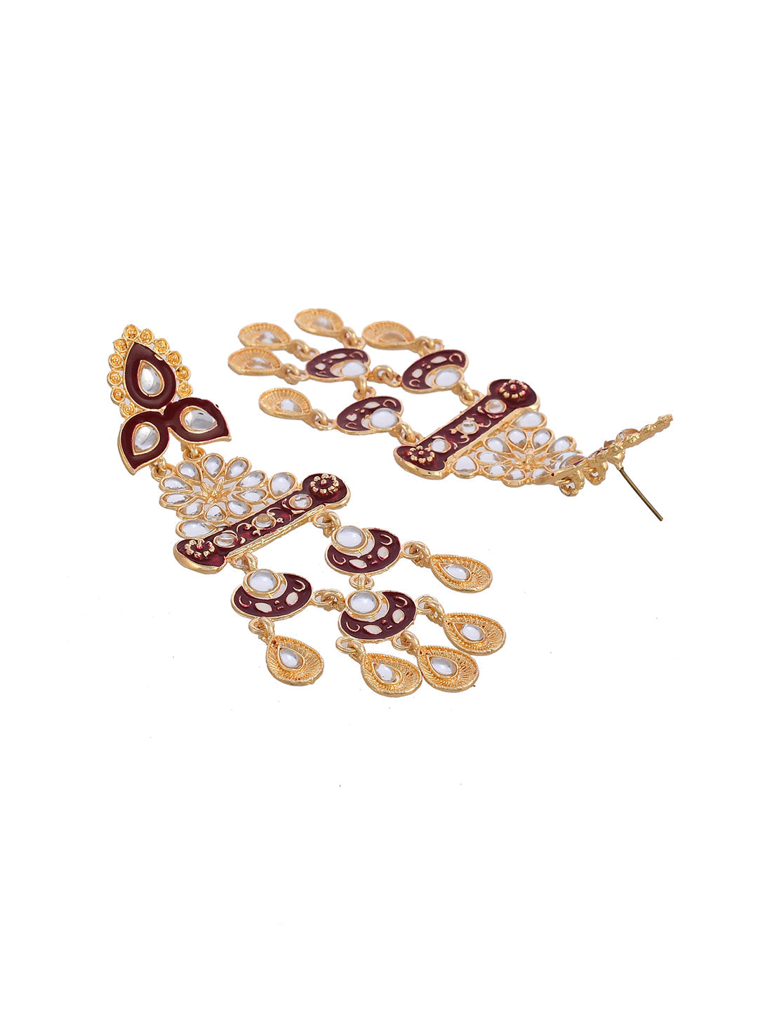 Shoshaa Red Contemporary Drop Earrings - Grab2buy