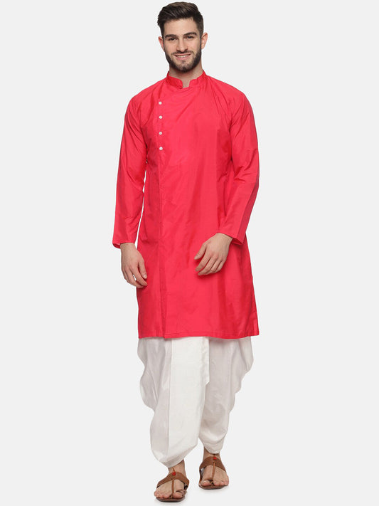 Sethukrishna Mens Rose Angrakha Kurta with Dhoti Pants
