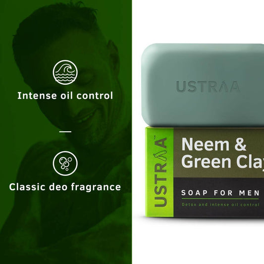 Ustraa Deo Soap For Men - Neem and Green Clay, Sea Minerals, & Activated Charcoal Grab2Buy Ustraa Grab2Buy