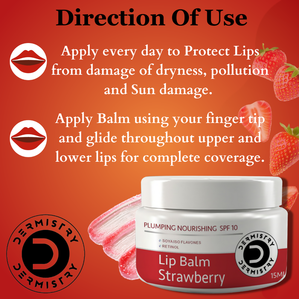 Dermistry Strawberry Lip Care Tint Balm Plumping Nourishing Retinol SPF 10 for Glossy Lips - Grab2buy