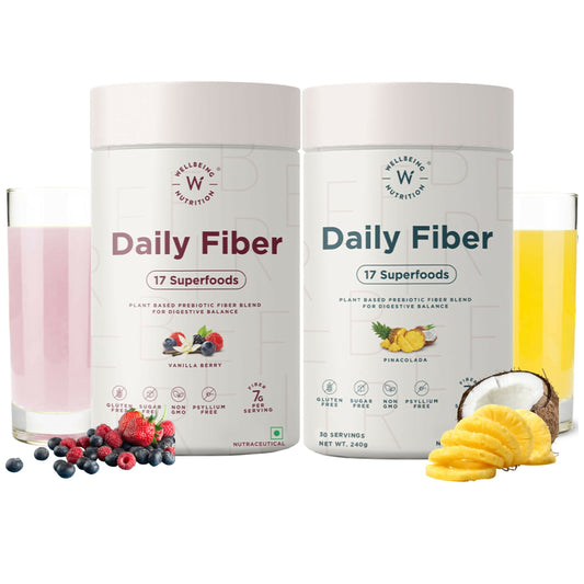 Wellbeing Nutrition Daily Fiber Powder - Vanilla Berry & Pina Colada Combo Grab2Buy Wellbeing Nutrition Grab2Buy