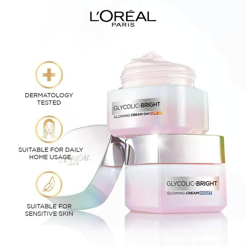 L'Oreal Paris Glycolic Bright Day Cream With SPF 17 - Distacart