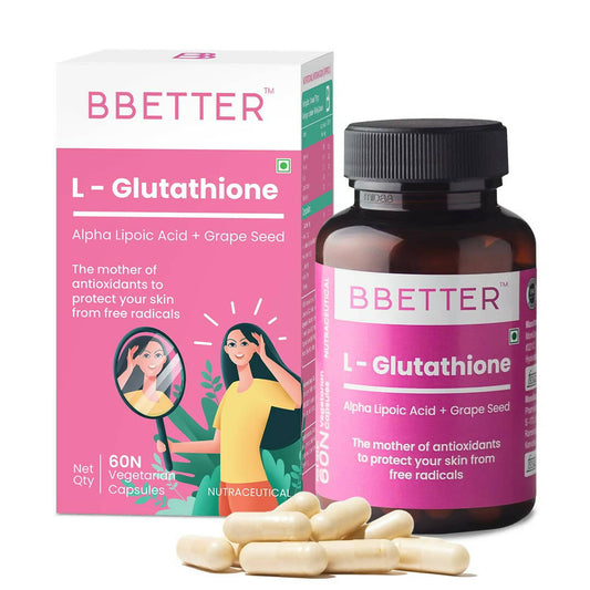 BBETTER L-Glutathione Capsules with Alpha Lipoic Acid, Grape Seed Extract for Skin - Grab2buy