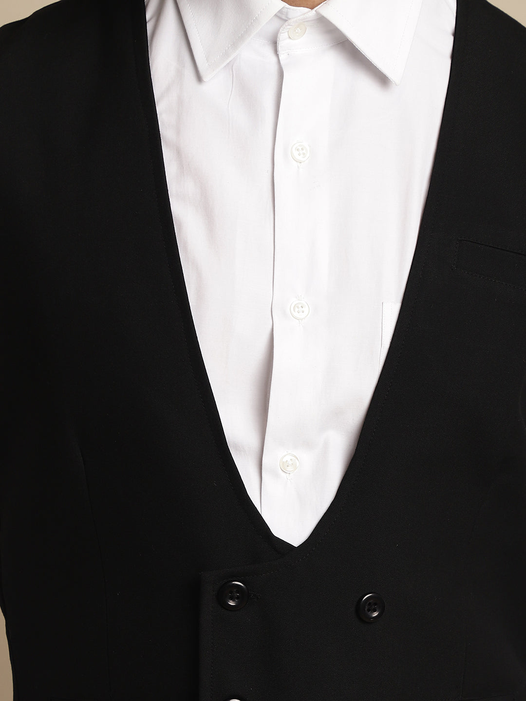 Even Apparels Men's Black Double Breast Waistcoat - Grab2buy