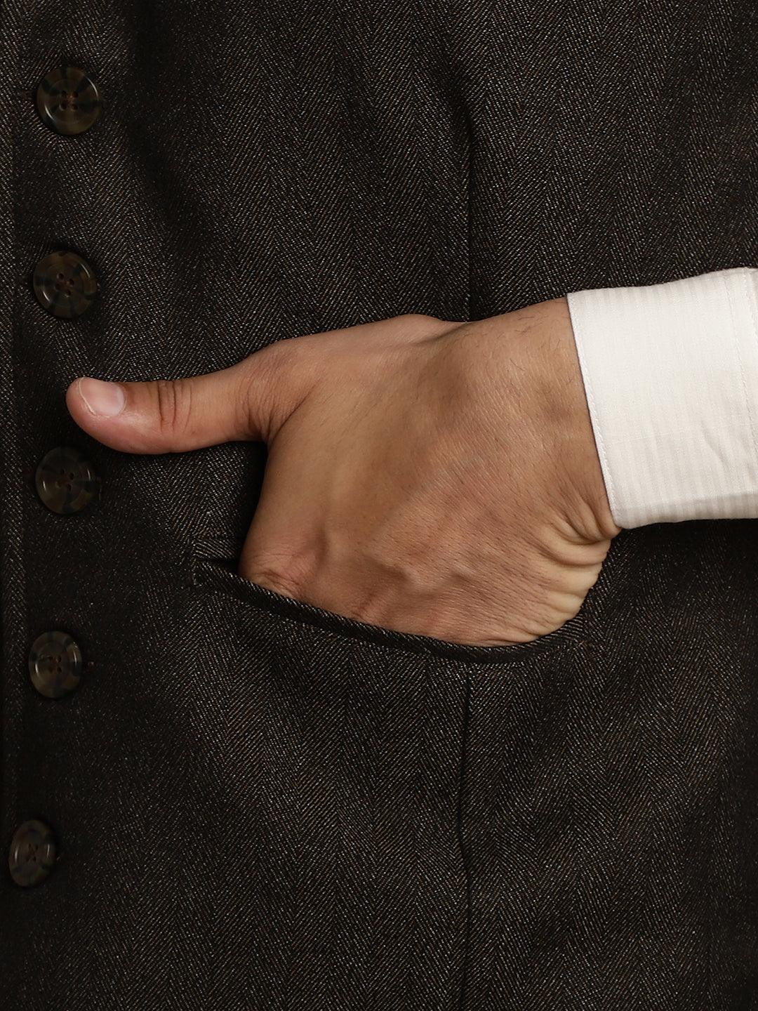 Even Apparels Men's Brown Wool Waistcoat with Notched Lapel - Grab2buy