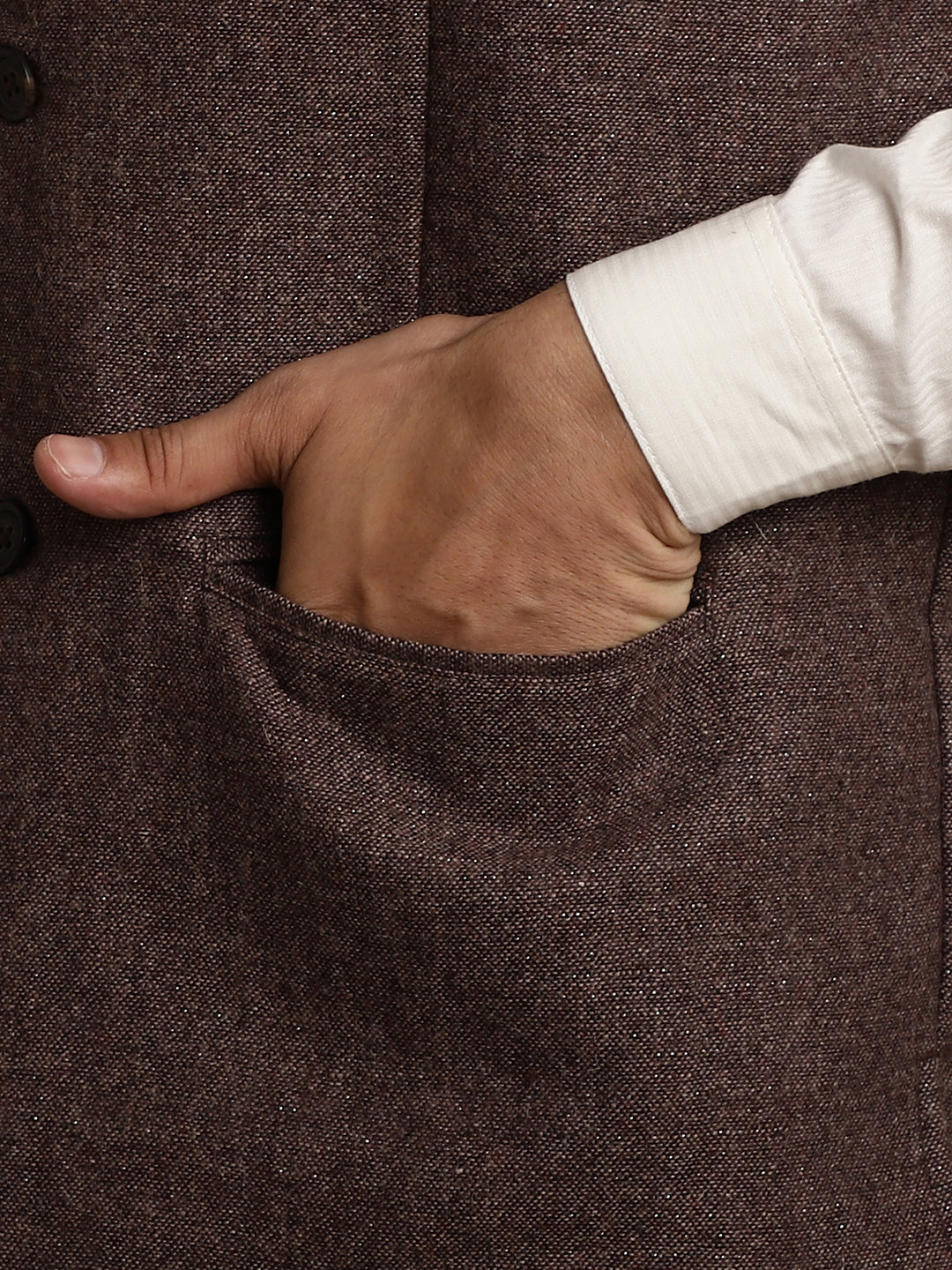 Even Apparels Men's Brown Mandarin Collar Waistcoat - Grab2buy