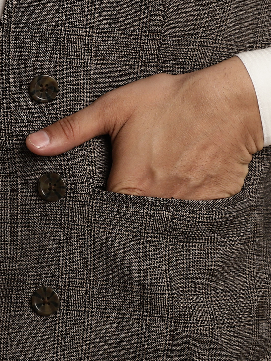 Even Apparels Men's Brown Double Breast Waistcoat - Grab2buy