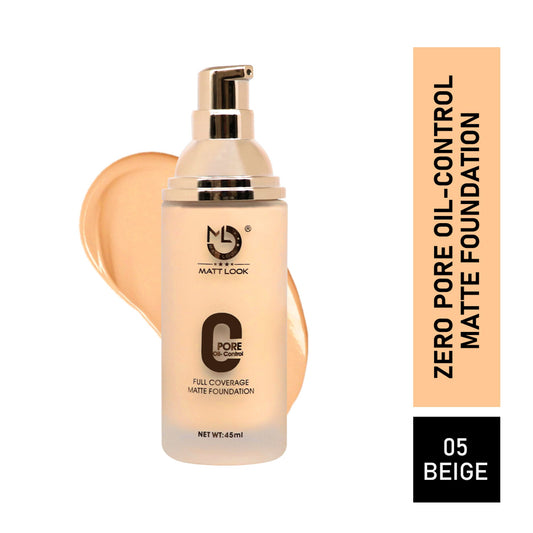 Matt Look Zero Pore Oil Control Full Coverage Matte Foundation - Beige