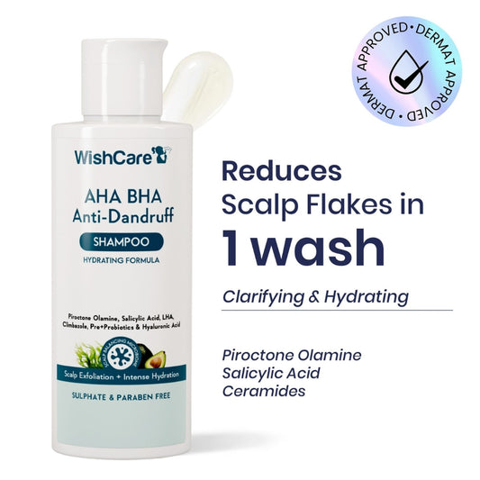 WishCare Hydrating AHA BHA Anti Dandruff Shampo-Reduces Flakes & Itchiness-100% Dandruff Reduction Grab2Buy Wishcare Grab2Buy