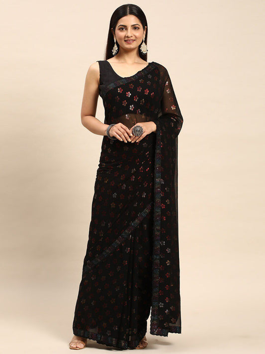 kasee Floral Printed Sequinned Saree