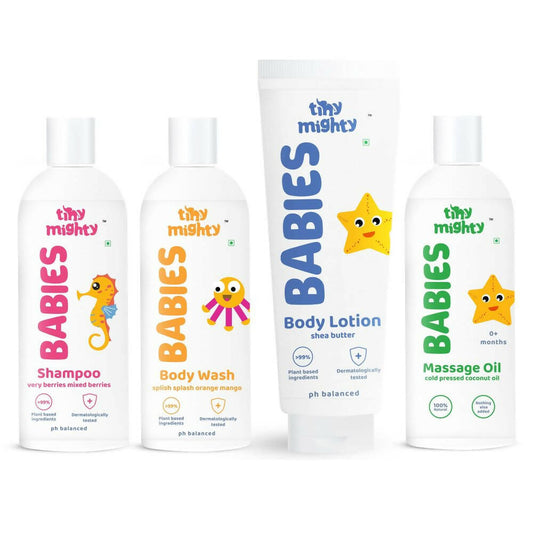 Tiny Mighty Baby Body Wash, Lotion, Shampoo And Massage Oil Combo Grab2Buy Tiny Mighty Grab2Buy