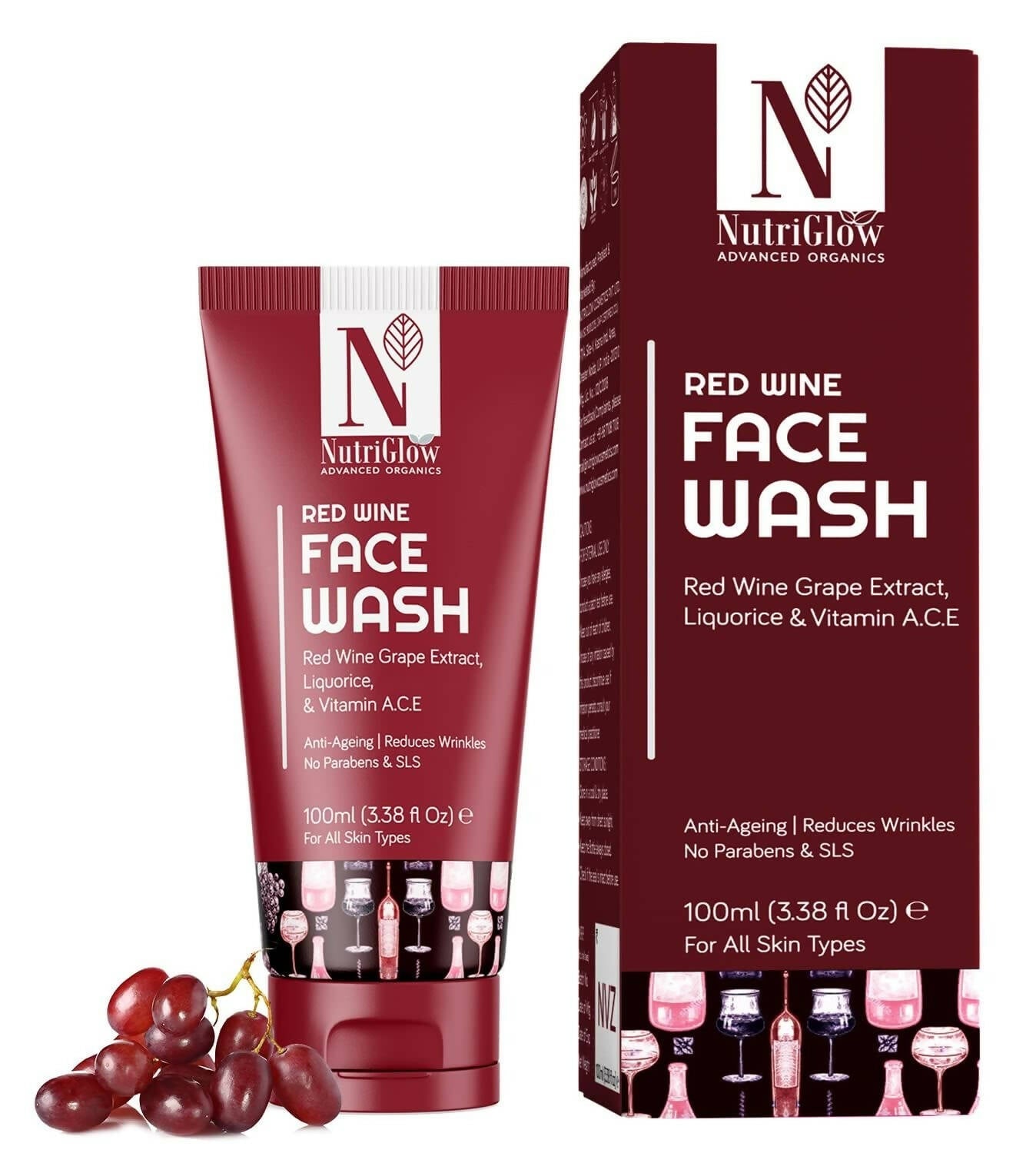 NutriGlow Advanced Organics Red Wine Face Wash - Grab2buy