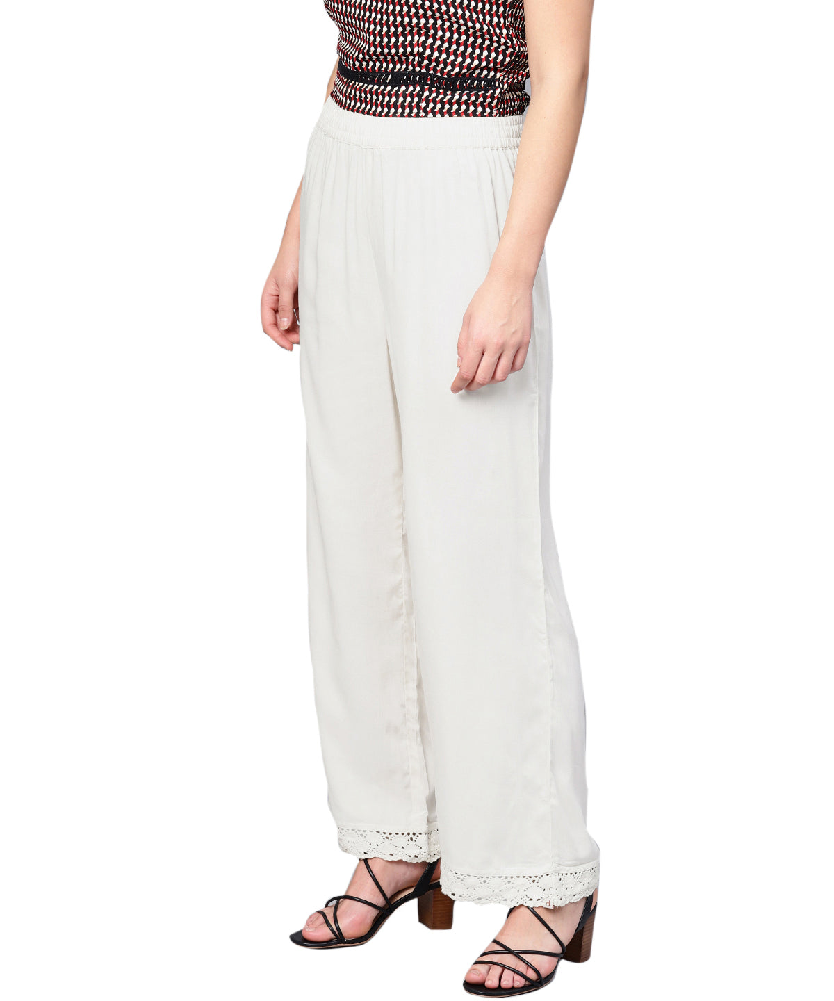Juniper Women Offwhite Rayon Solid Wide Leg Palazzo - Grab2buy