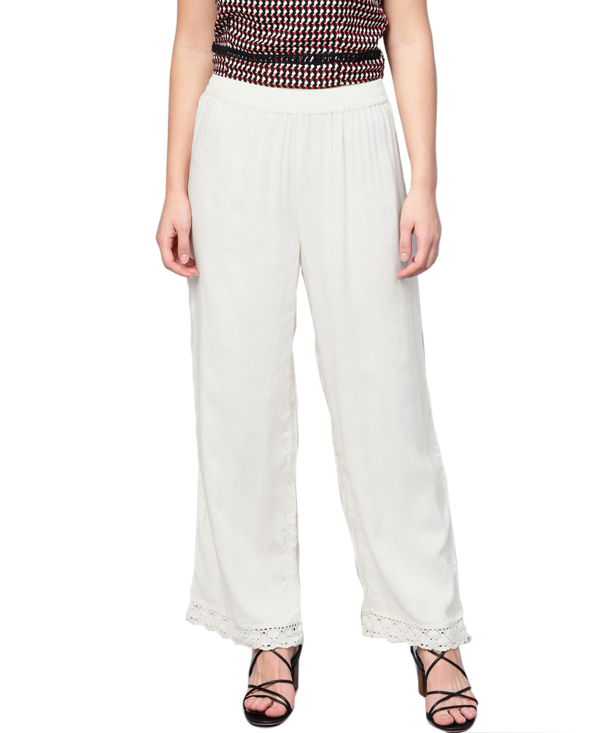 Juniper Women Offwhite Rayon Solid Wide Leg Palazzo - Grab2buy