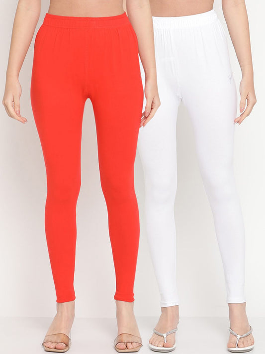 TAG 7 Women Pack Of 2 Solid Ankle-Length Leggings