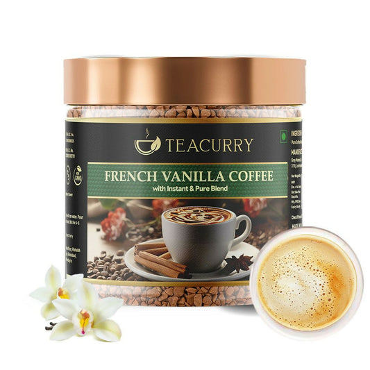 Teacurry French Vanilla Instant Coffee Powder - Arabica Freeze Dried Coffee for Instant Hot & Cold Coffee - Grab2buy