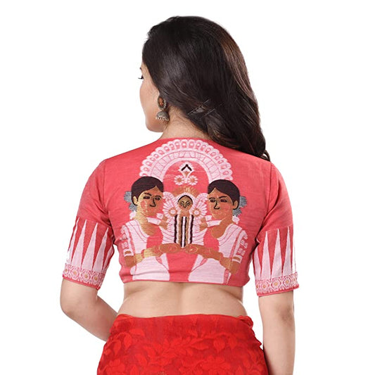 Desh Bidesh Women's Art Silk With Maa Durga Dashami Woven Design Unstitched Blouse Material (1.3 Meter) | Grab2Buy